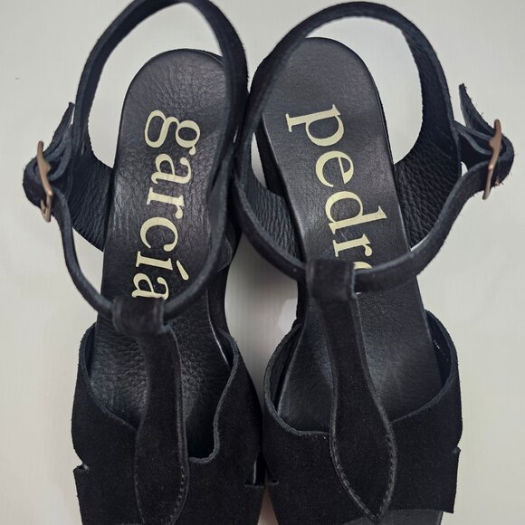 Pedro Garcia Domiel Platform Wedge Sandal Womens EU 39 Black Suede Chunky NEW - Picture 6 of 14